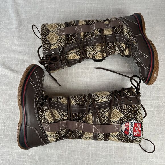 Pajar 63 Canada Weathergear Fair Isle Shearling Lined Lace Up Grip Boots 7-7.5 - Picture 14 of 16